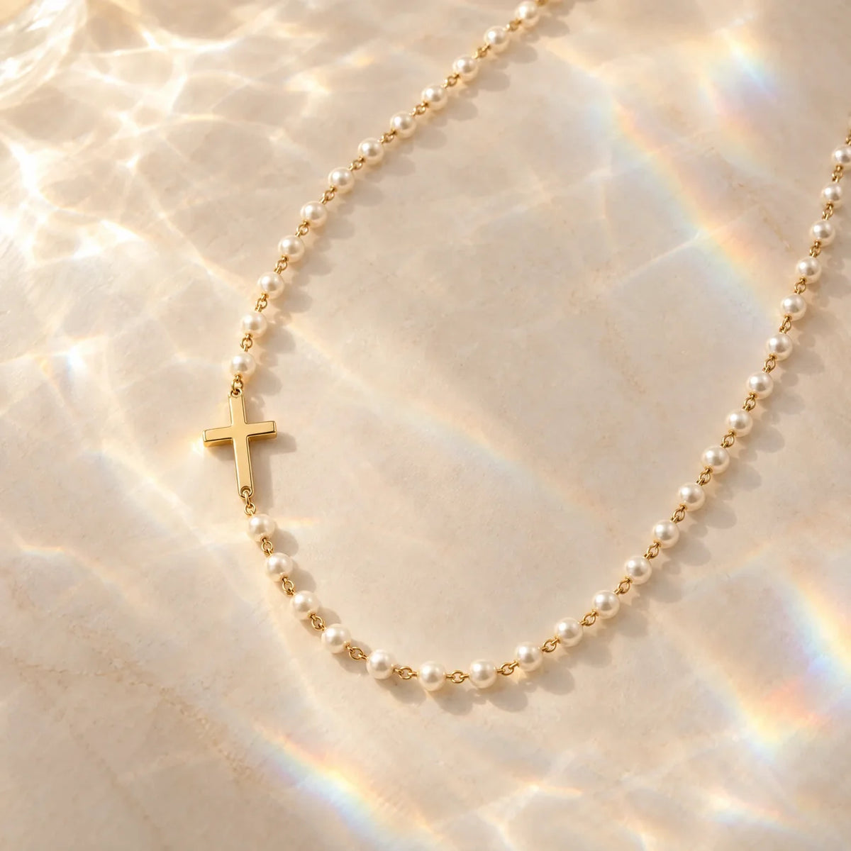 Grace & Pearl™ | Elegant Pearl Cross Necklace
