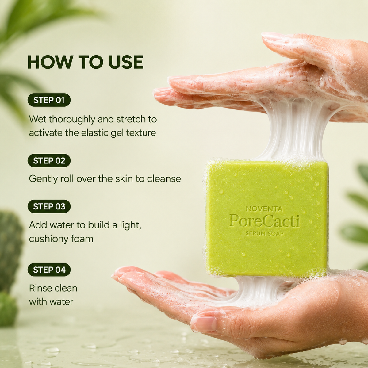 Before and after using PoreCacti cactus pore-cleansing soap