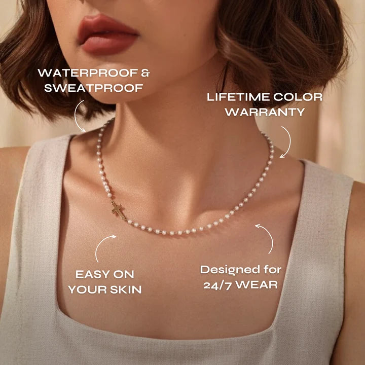 Grace & Pearl™ | Elegant Pearl Cross Necklace