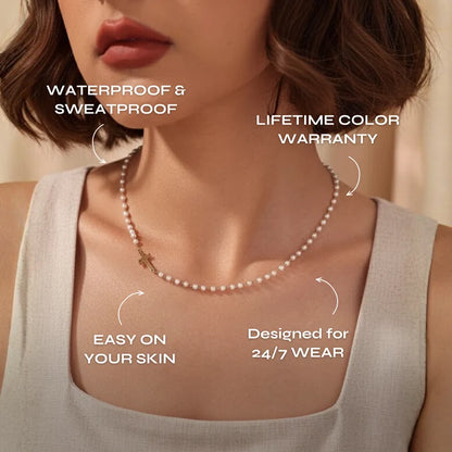 Grace & Pearl™ | Elegant Pearl Cross Necklace