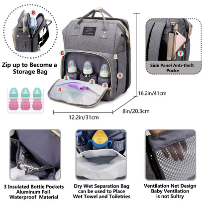 SnapNest™ 3-in-1 Diaper Changing Bag
