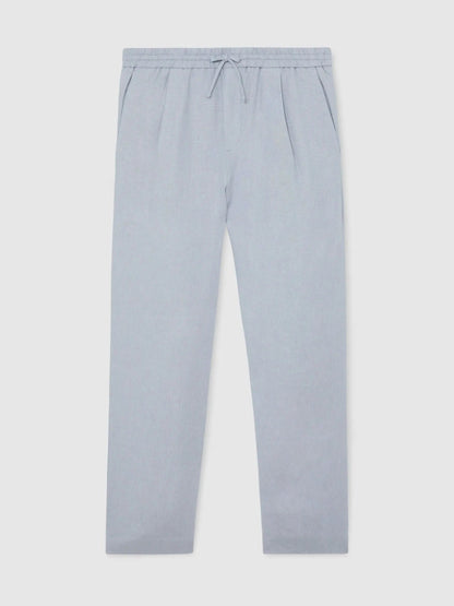 100% Linen Relaxed-Fit Drawstring Trousers