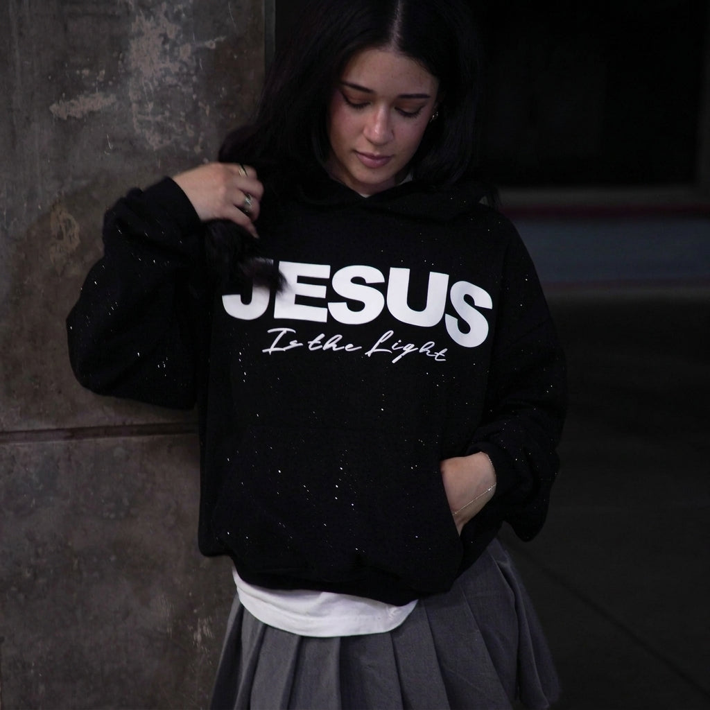 Rhinestone "Jesus is the Light" Hoodie