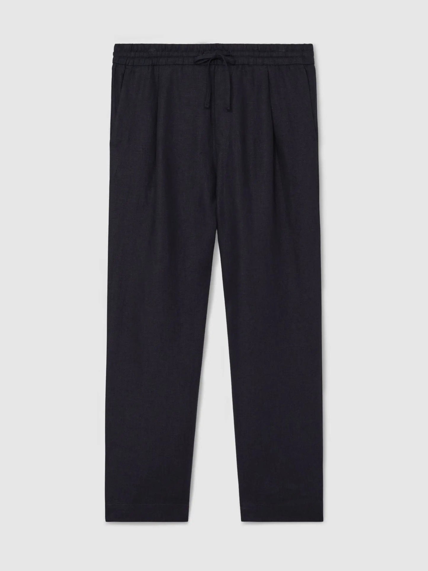 100% Linen Relaxed-Fit Drawstring Trousers